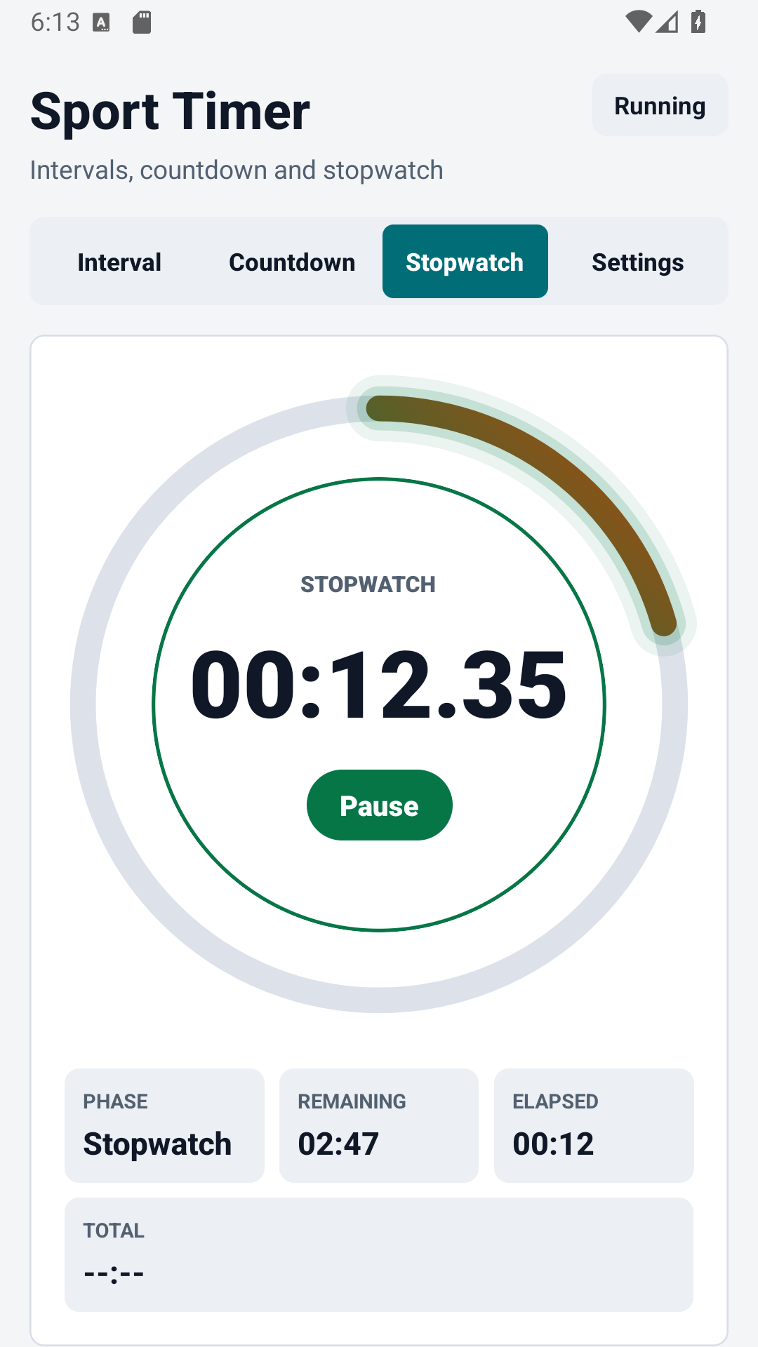 Pantalla de cronòmetre Sport Timer amb voltes